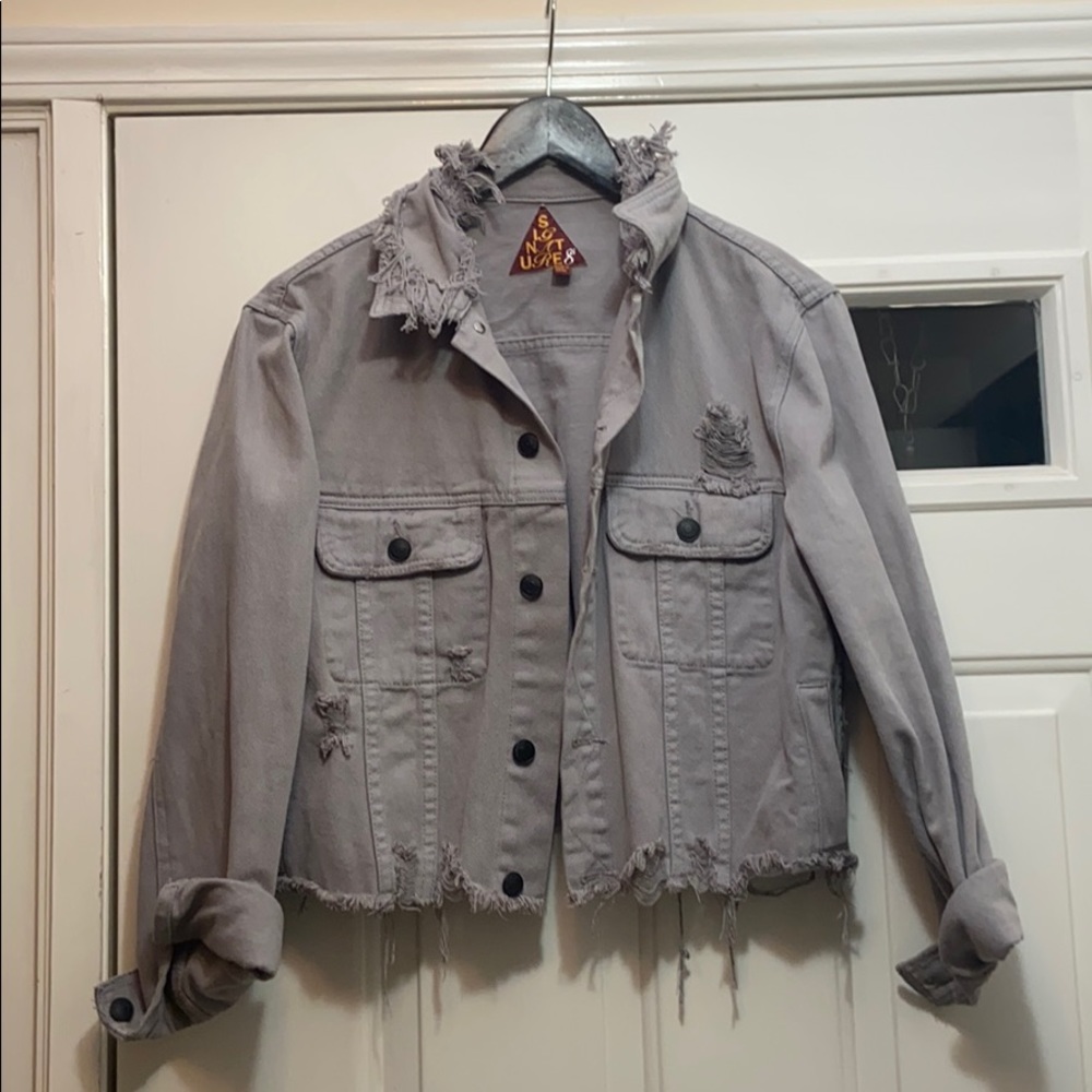 Distressed Crop Jean Jacket